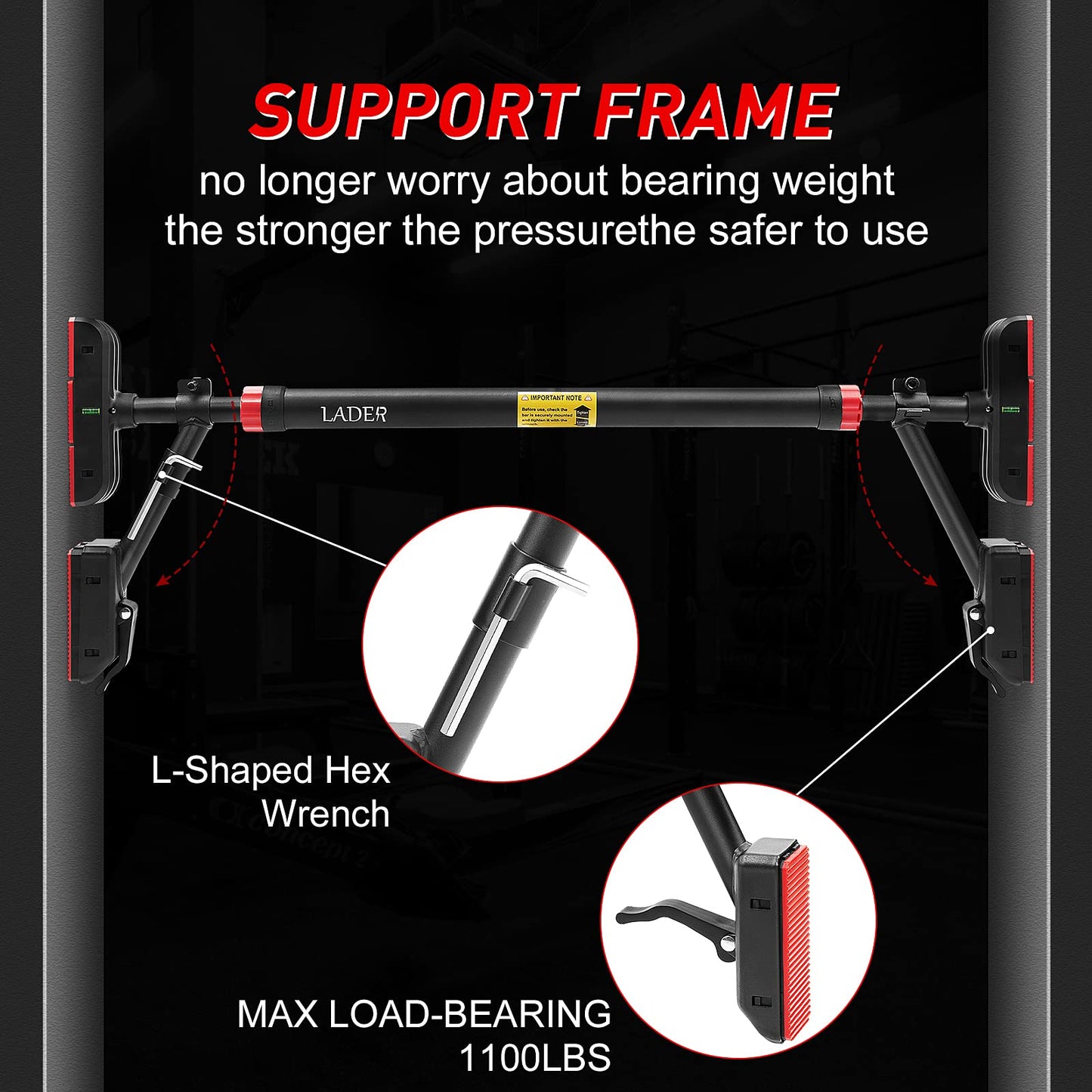 Pull Up Bar for Doorway, Strength Training Pull-Up Bars with No Screw, Chin Up Bar