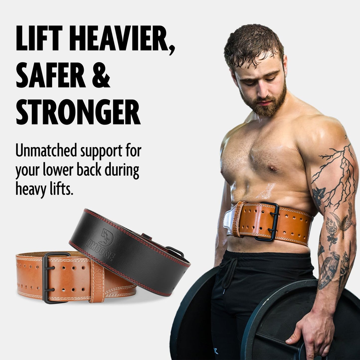 Weightlifting Belt Genuine Leather for Men and Women, 4 Inch Wide