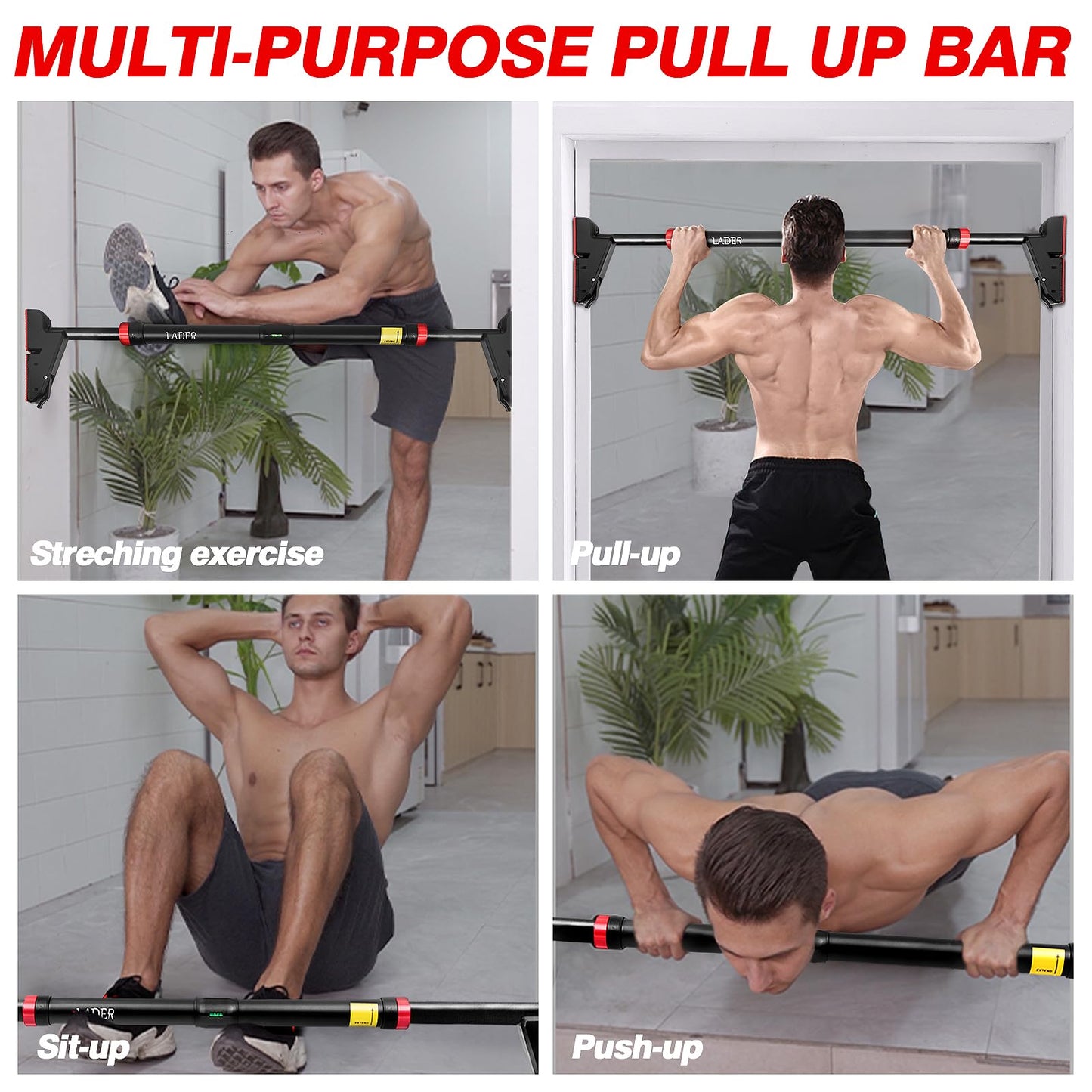 Pull Up Bar for Doorway, Strength Training Pull-Up Bars with No Screw Installation