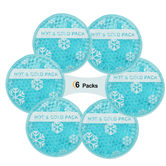 Small Hot Cold 6 Packs, Reusable Round Gel Beads Ice Pack with Cloth Backing