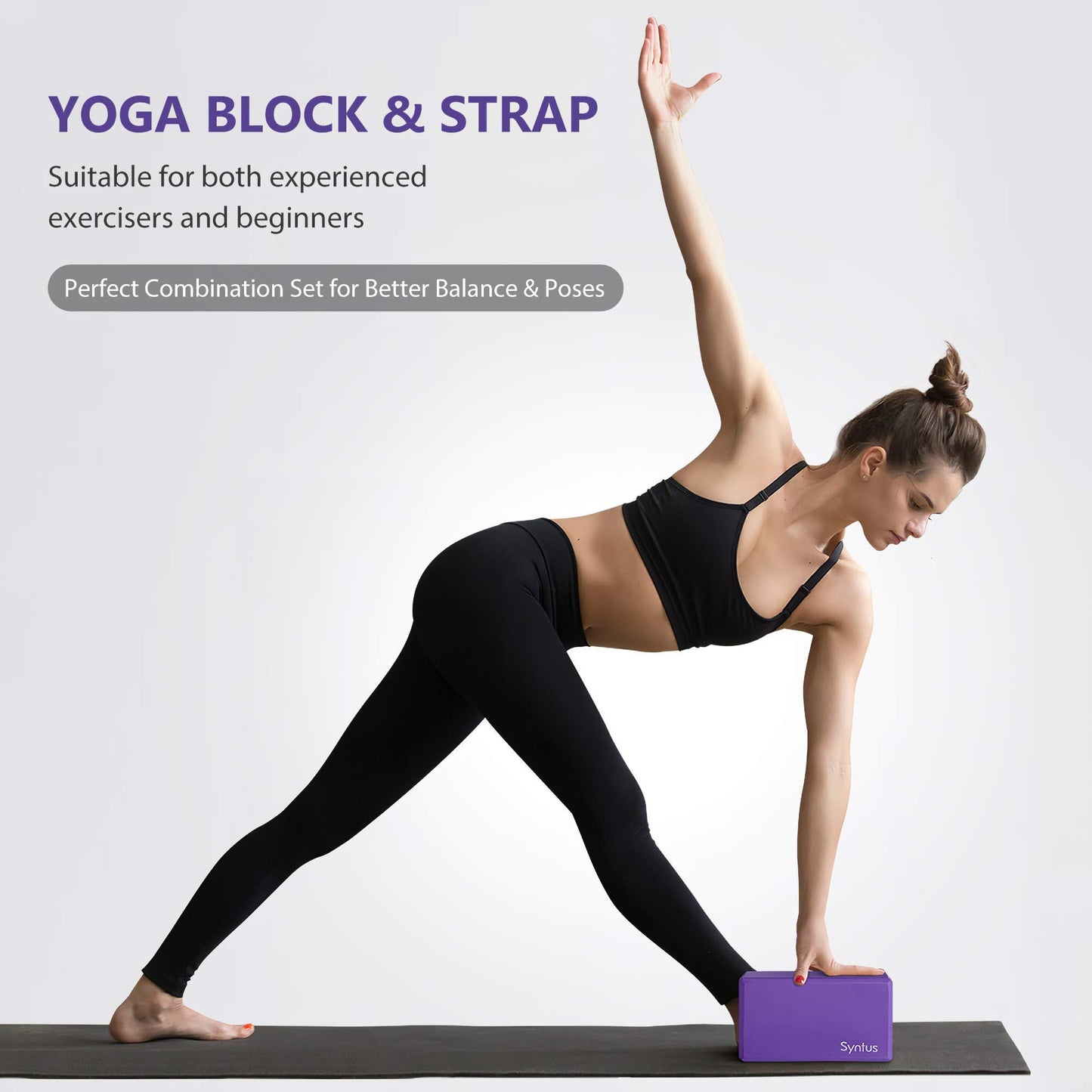 Yoga Block and Yoga Strap Set, 2 EVA Foam Soft Non-Slip Yoga Blocks 9×6×4