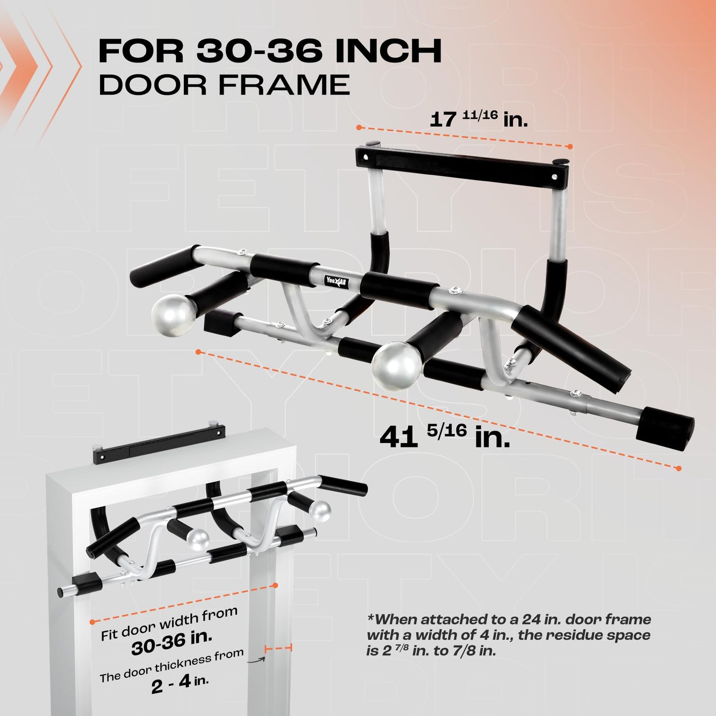 Pull Up Bar for Doorway, Adjustable/Solid Bar Construction Doorway Pull Up Bar