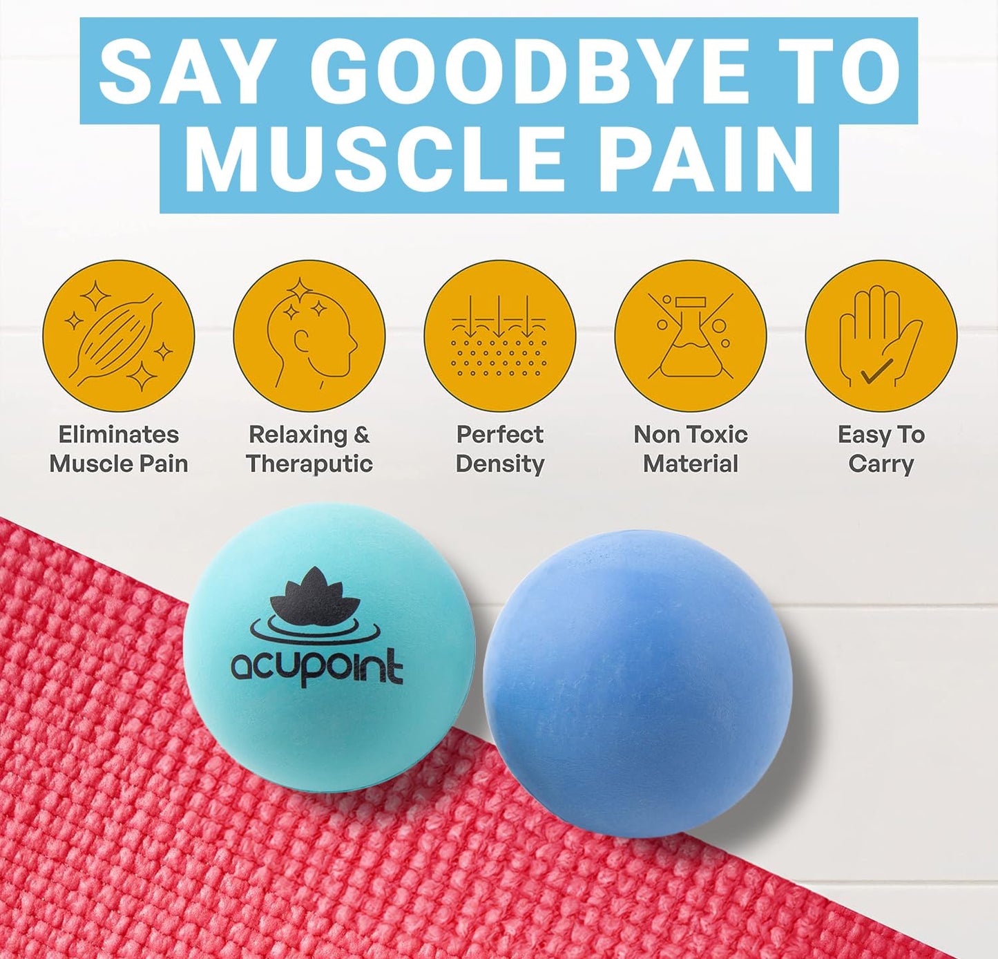 Massage Therapy Ball Set - Ideal for Yoga, Deep Tissue Massage, Trigger Point