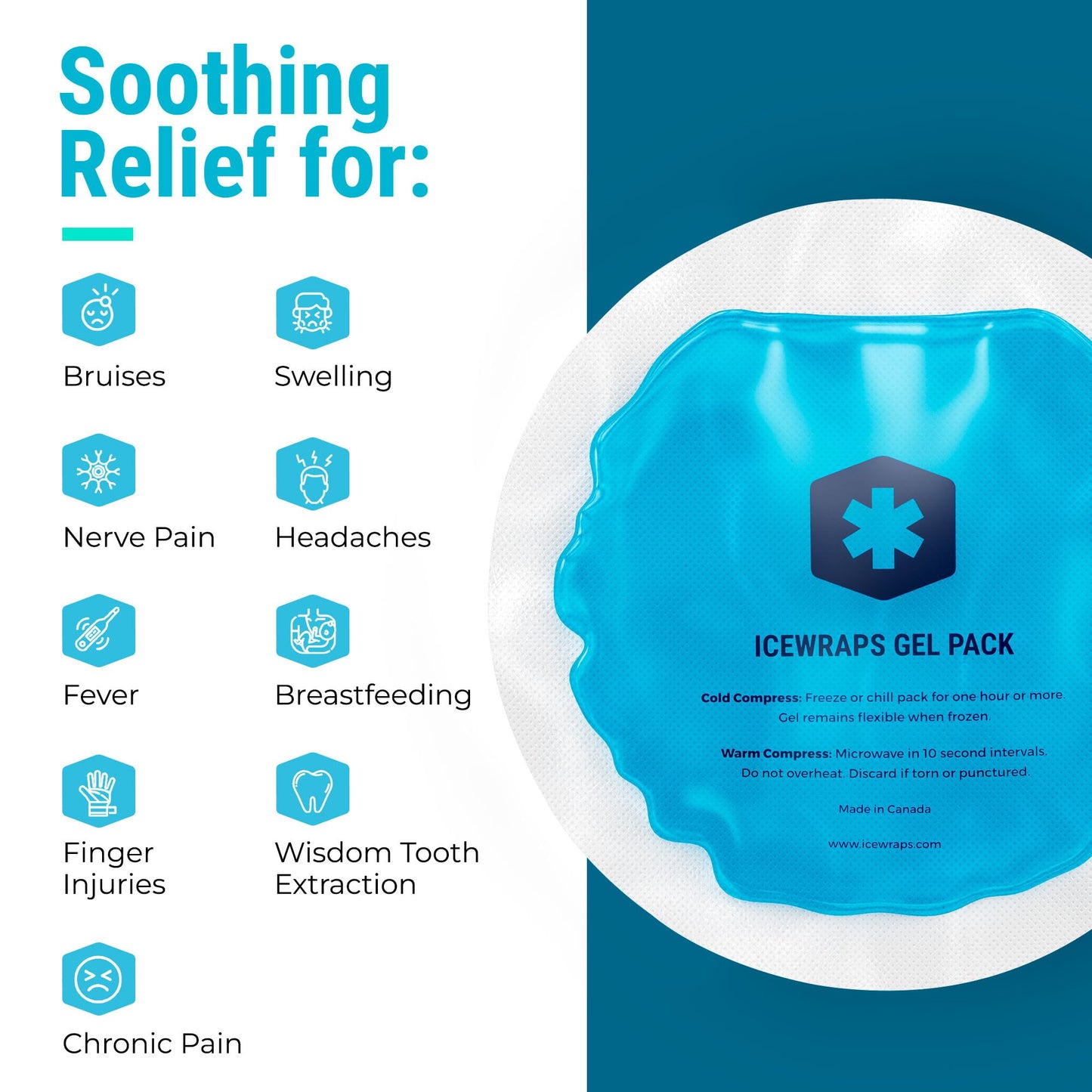 Reusable Hot & Cold Gel Packs for Pain Relief - 5 Pack with Cloth Backing for Injuries