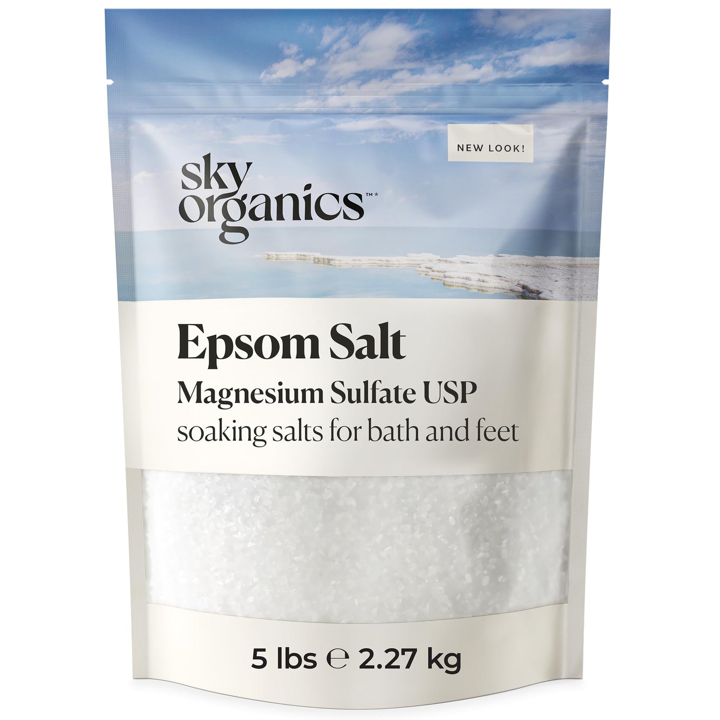 Epsom Salt Bath Soak, 5 lbs - Magnesium Sulfate USP - 100% Pure, Medium Grain