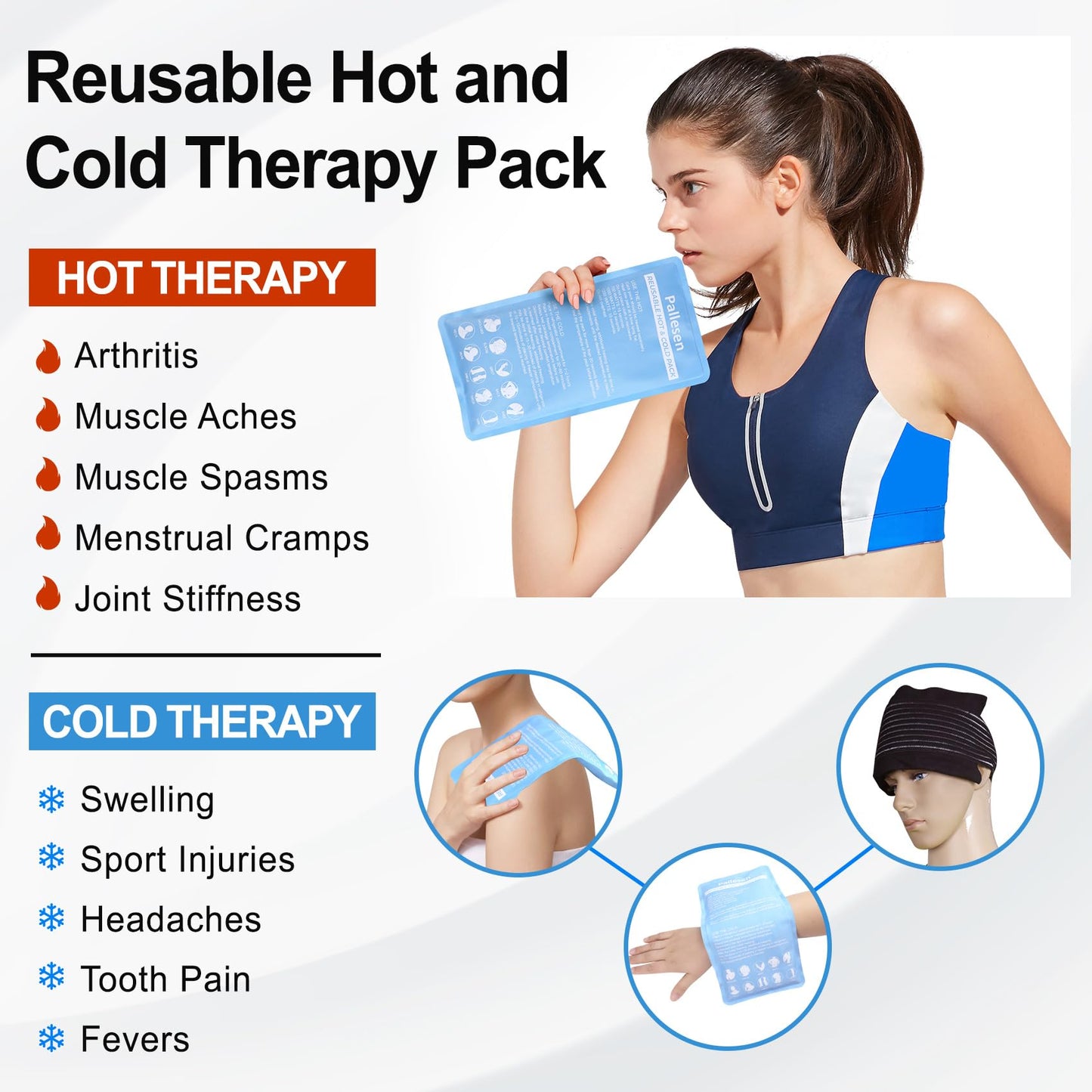 Pallesen Gel Ice Packs for Pack Wrap Reusable Gel Hot Pack & Cold Pack