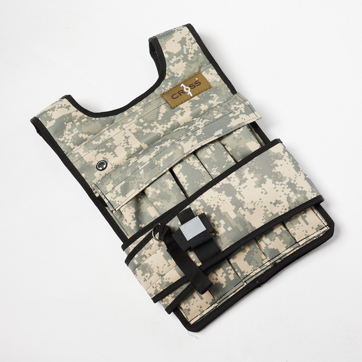 Adjustable Camouflage Weighted Vest with Shoulder Pads, 60 lb