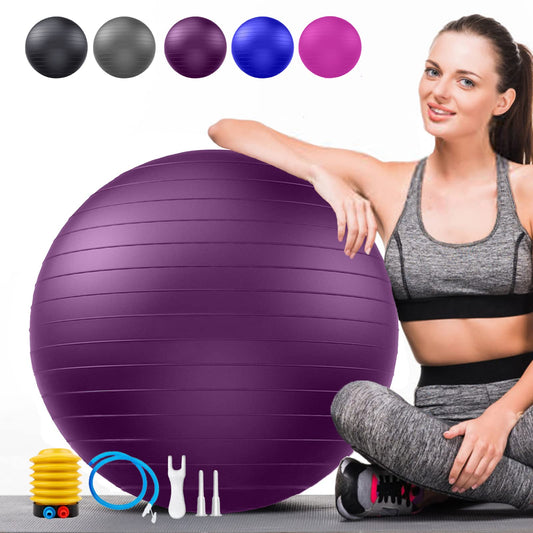 Anti-Burst Yoga Ball Chair Supports 2200lbs, Stability Swiss Ball w/ Pump for Pregnancy