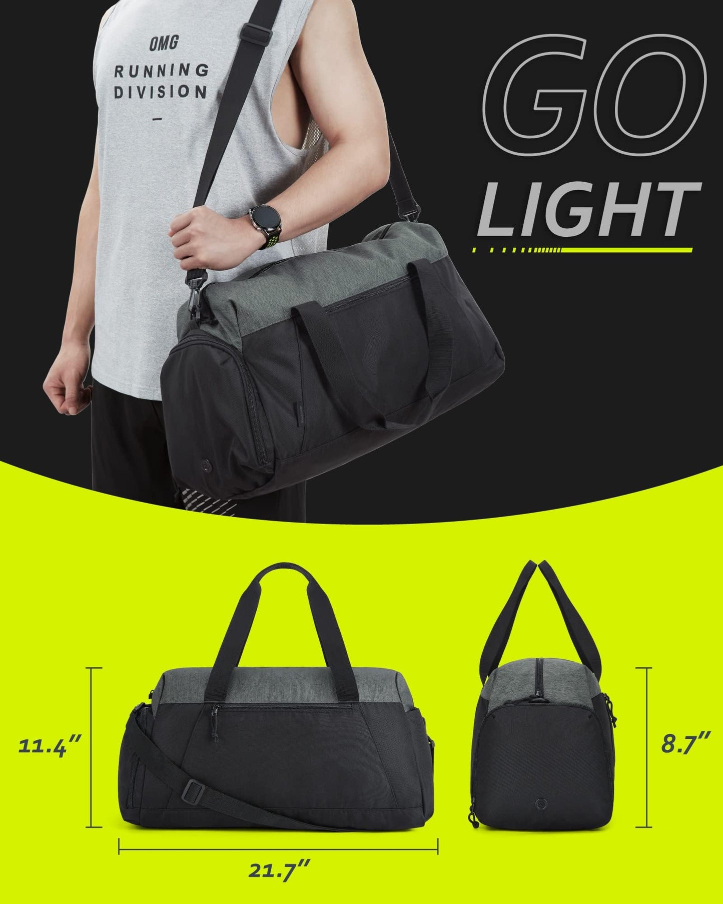 Gym Bags for Men Women, Foldable Travel Duffle Bag, Lightweight Weekender