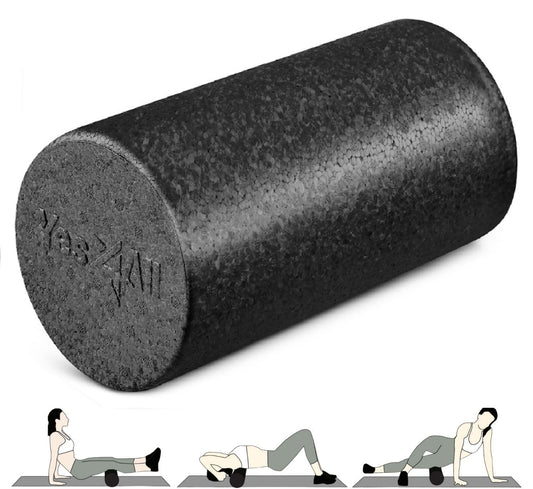 High Density Foam Roller for Back, Variety of Sizes & Colors for Yoga, Pilates - Black - 12 Inches