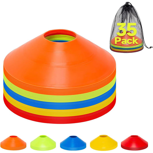 35 PCS Agility Soccer Cones for Training, Reusable Sports Cones