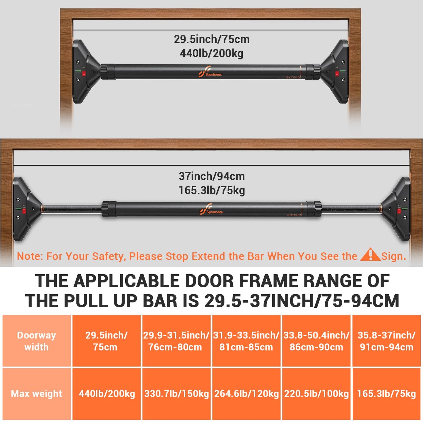 Pull Up Bar Doorway Chin Up Bar No Screws Door Frame Chin