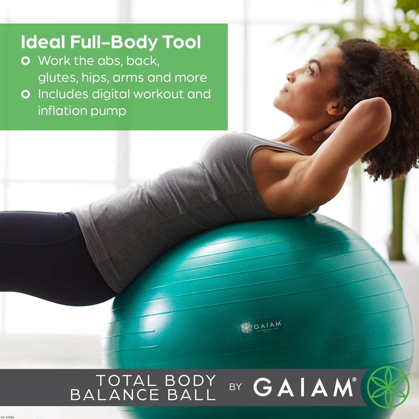 Gaiam 05-51982 Total Body Balance Ball Kit - Includes 65cm Anti-Burst Stabilit