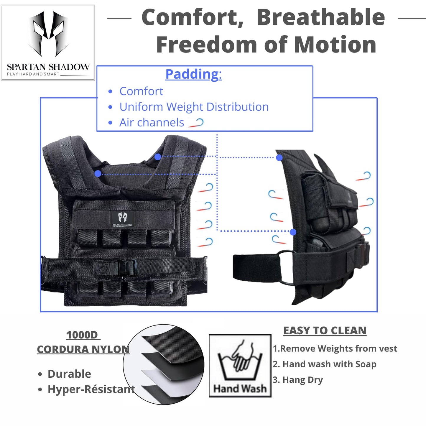 Adjustable Weighted Vest 40 lbs with iron weights. Weighted vest men 40lbs.