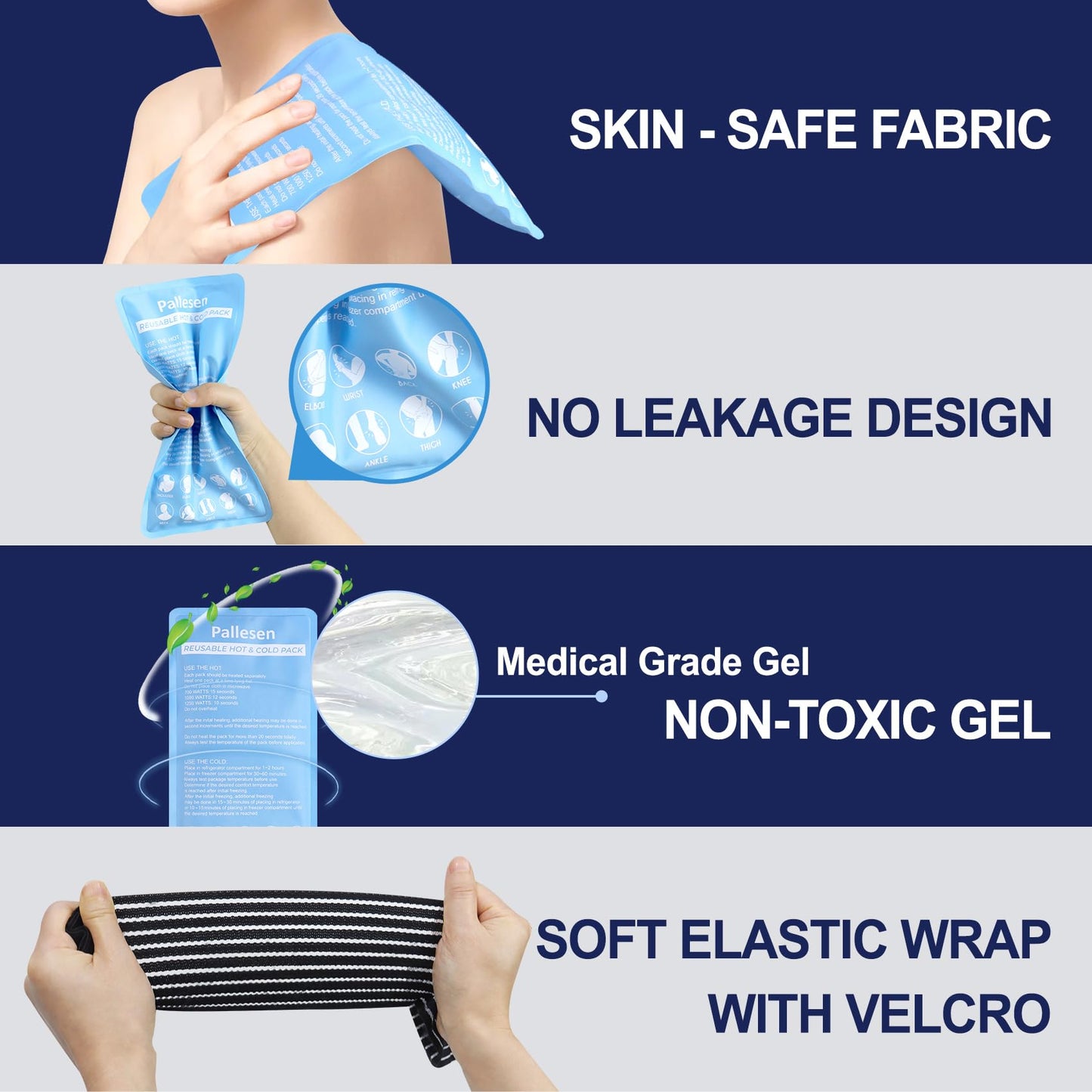 Pallesen Gel Ice Packs for Pack Wrap Reusable Gel Hot Pack & Cold Pack