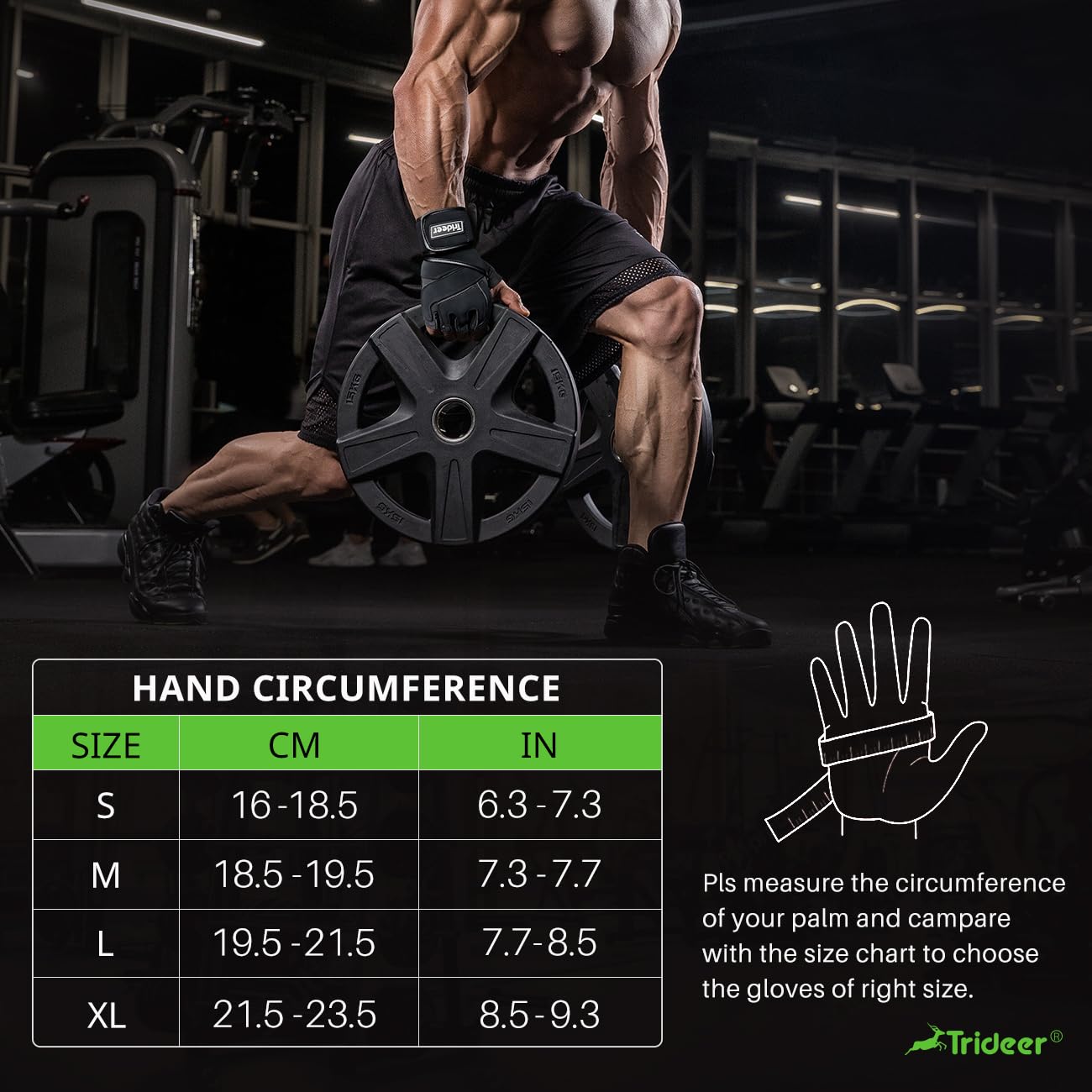 Trideer Padded Workout Gloves for Men - Gym Weight Lifting Gloves