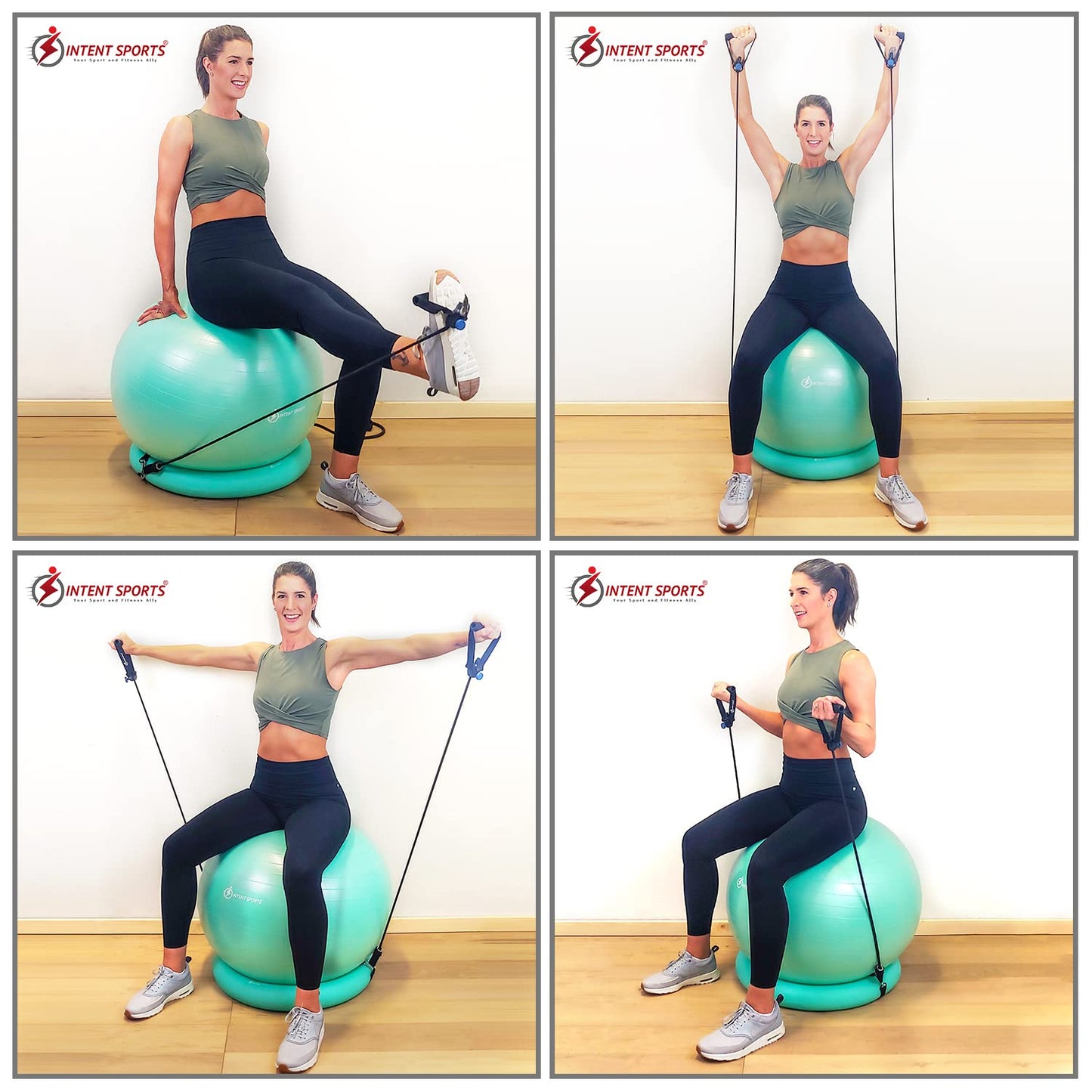 Yoga Ball Chair – Stability Ball with Inflatable Stability Base & Resistance Bands