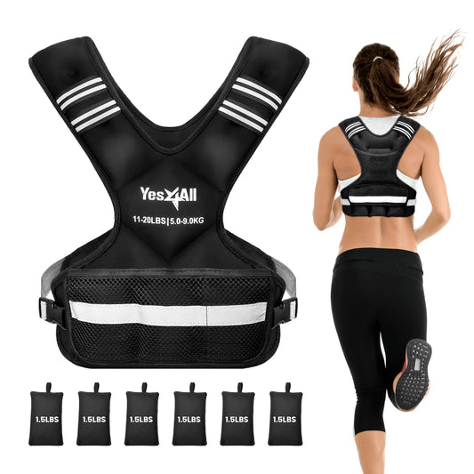 Adjustable Weighted Vest 11-20lbs with Reflective Strip, Large Weight Vest for Strength