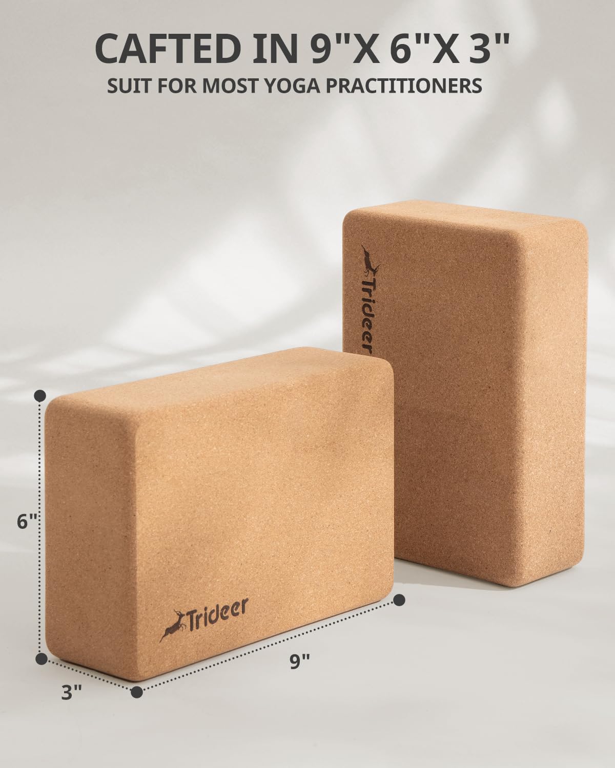 Yoga Blocks, 2 Pack Yoga Blocks Natural Cork, High Density Yoga Block