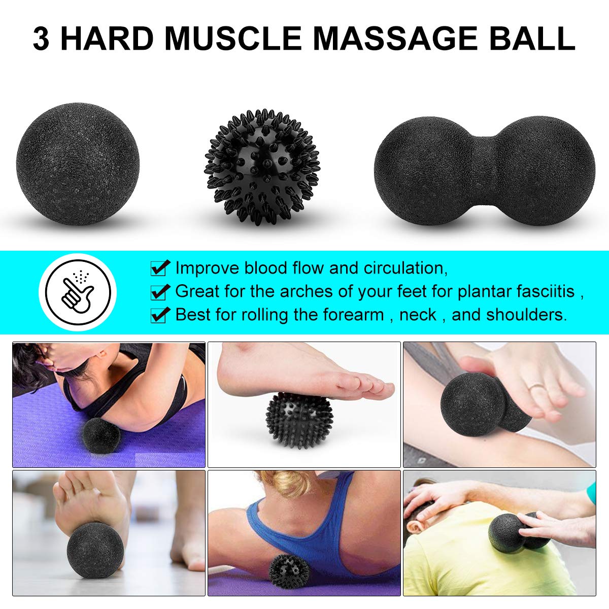 Foam Roller Set - High Density Back Roller, Muscle Roller Stick Stretching Strap