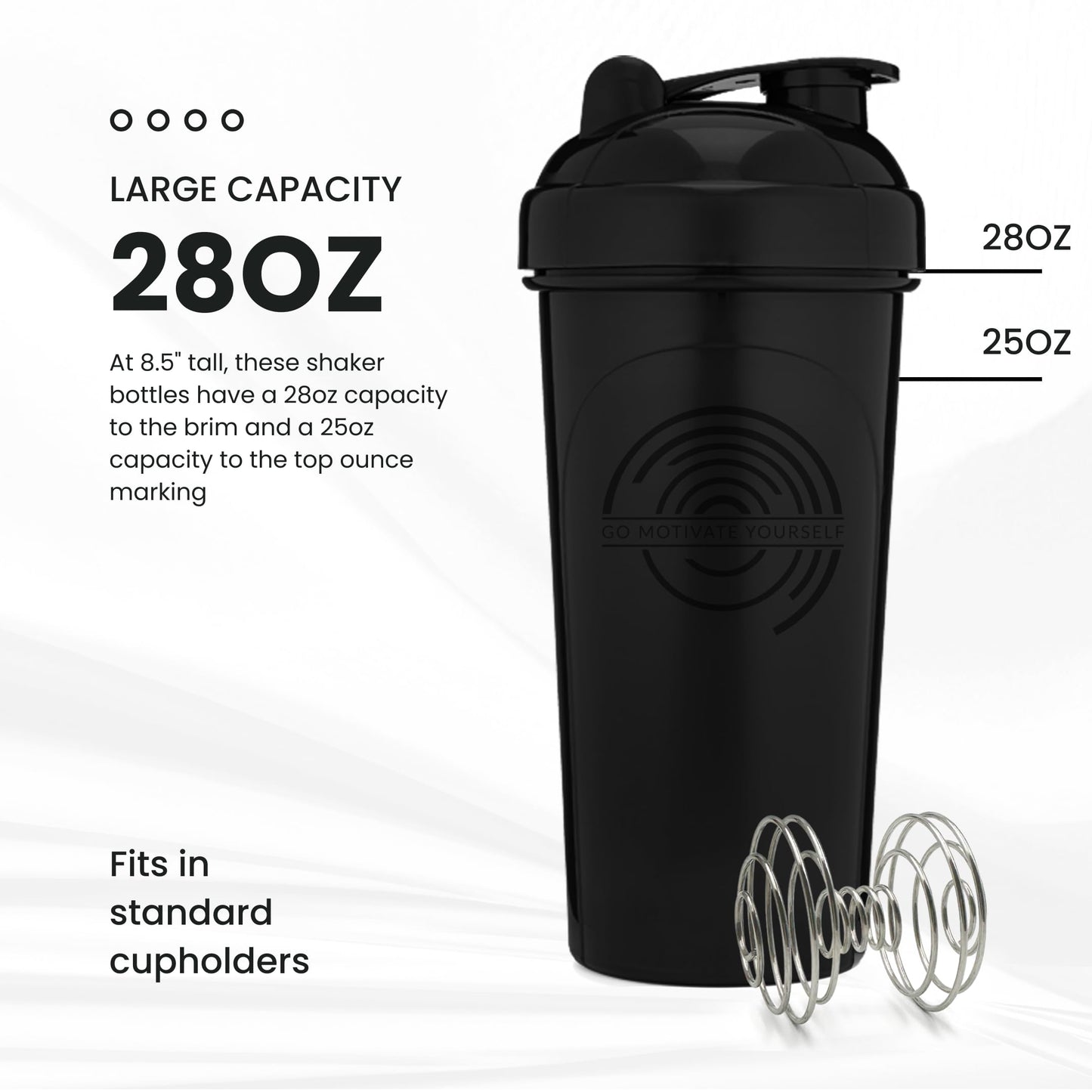 4-Pack - 28 Ounce Shaker Bottle, Protein Shaker Wire Whisk x4