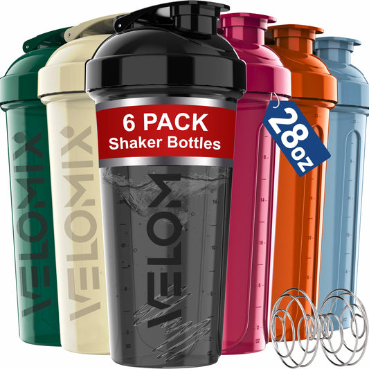 6 PACK- Shaker Cups Leak Proof Protein Shaker Bottle for Protein Shake