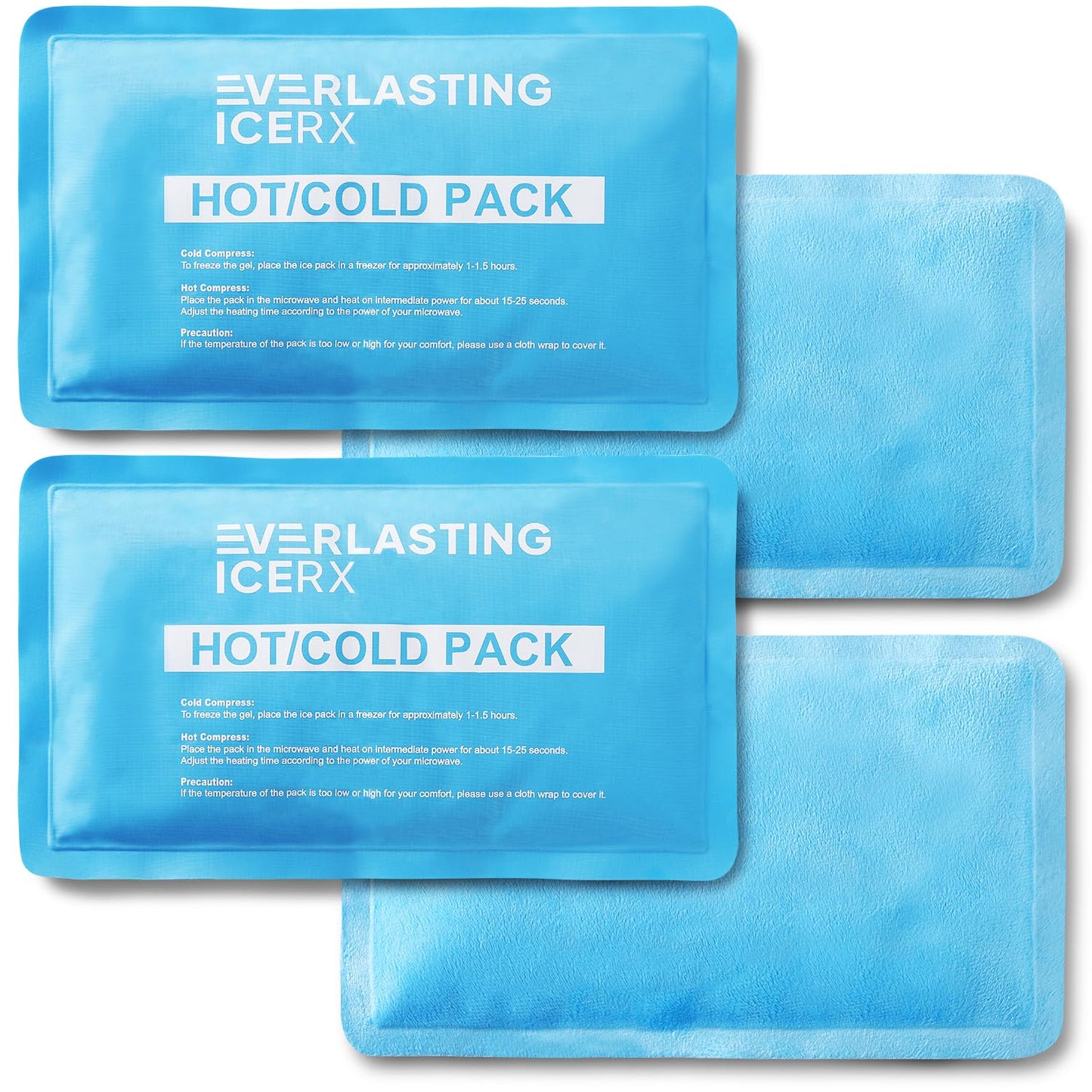 Reusable Hot and Cold Gel Soft Ice Packs - 4 Pack Large Gel Ice Pack - Hot and Cold