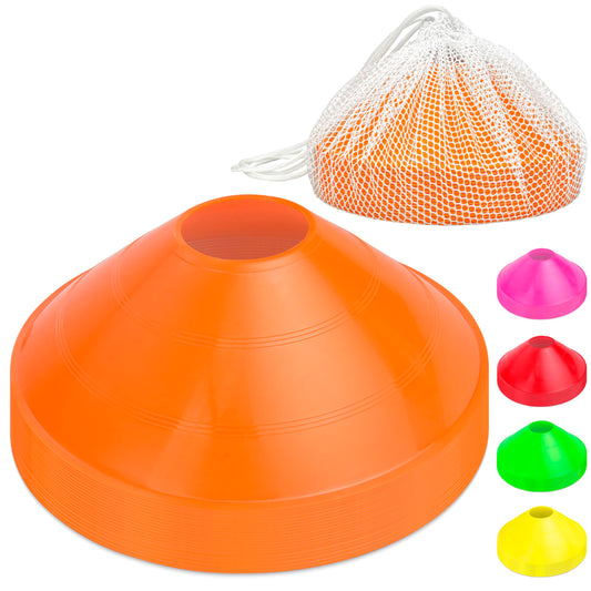 Premium Sports Cones for Agility Training and Drills - 20 Pack with Tote - Orange