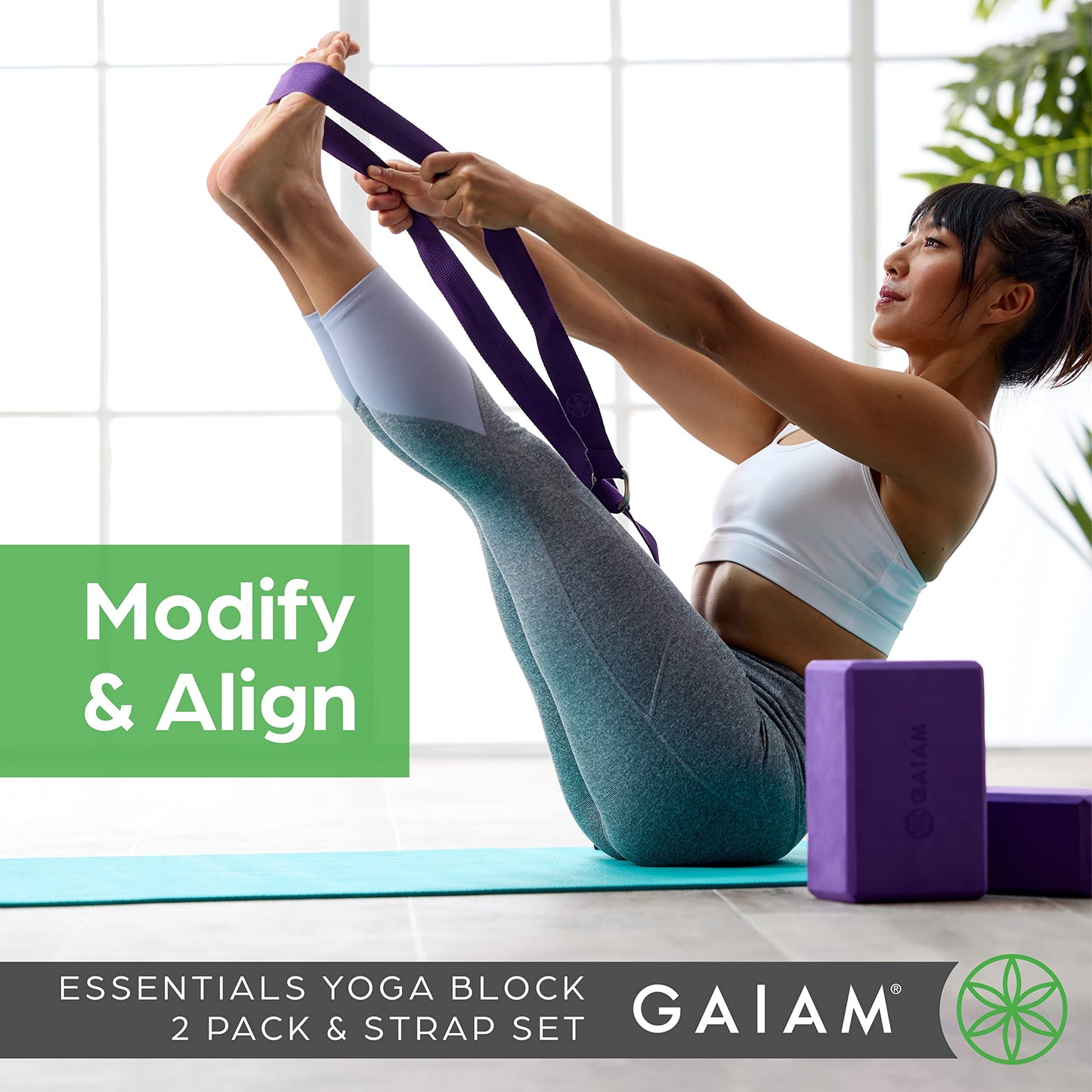 Yoga Block & Yoga Strap Combo Set - Yoga Block with Strap, Pilat