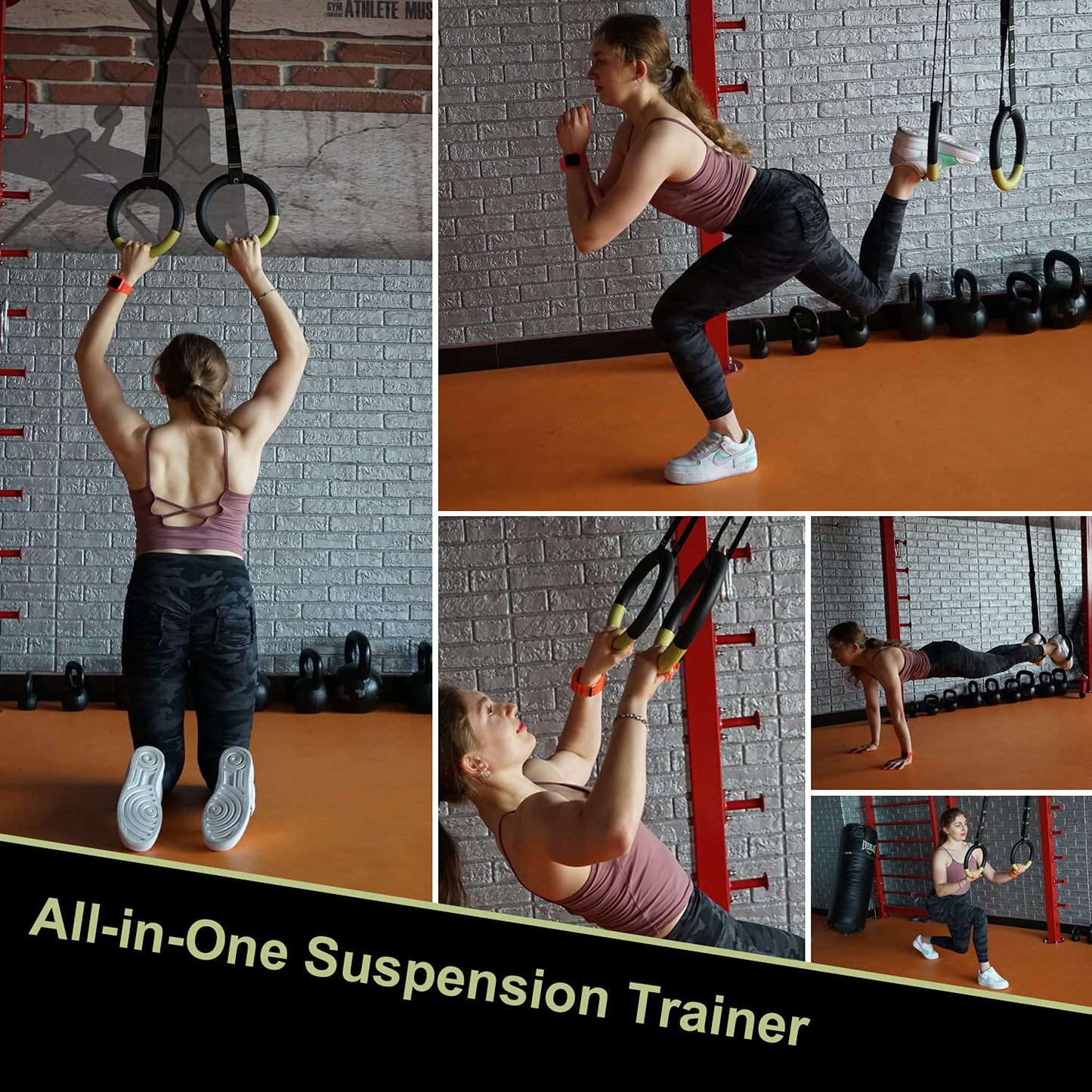 Gymnastic Rings with Adjustable Straps, Non-Slip Pull Up Rings with Straps