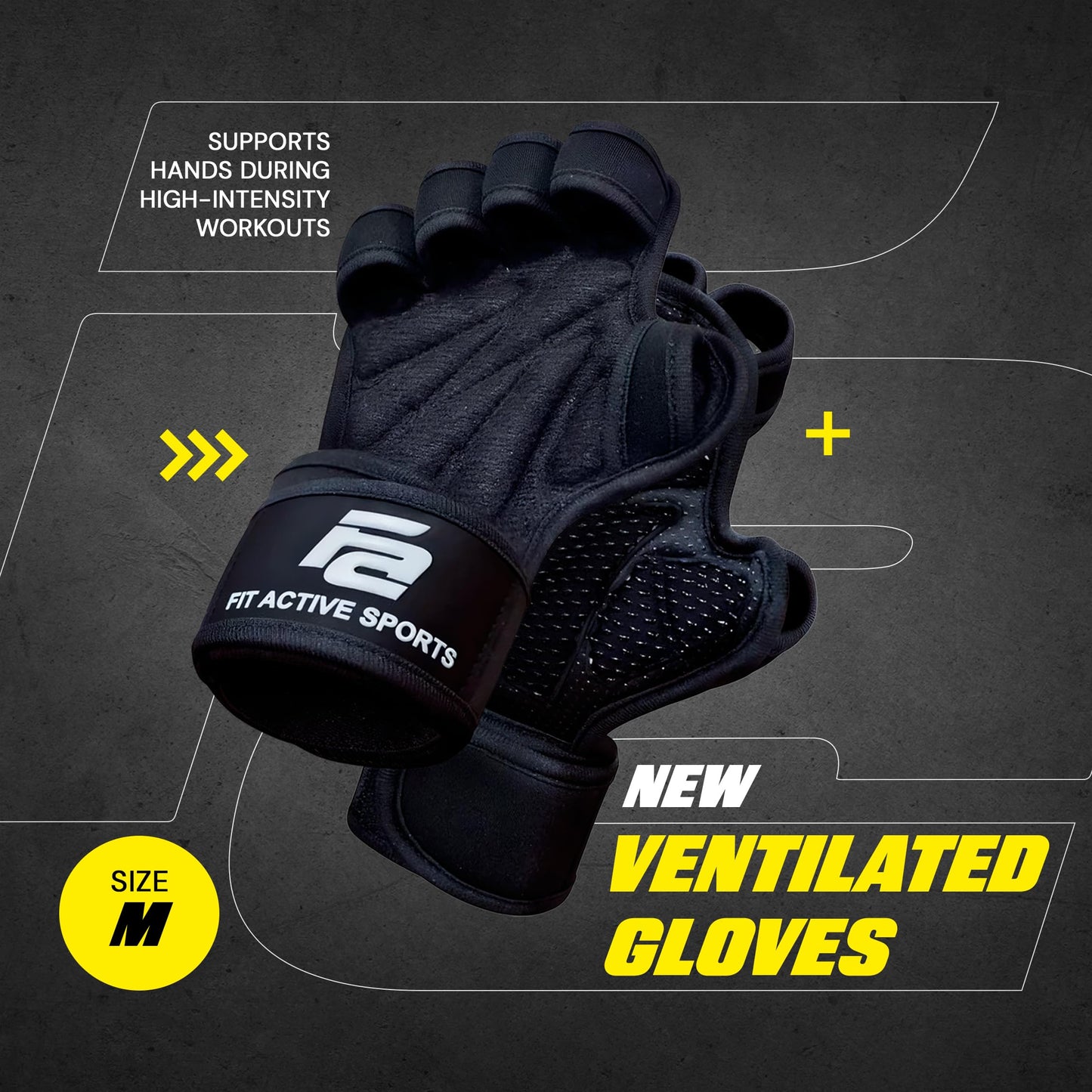 Fit Active Sports Weight Lifting Workout Gloves with Built-in Wrist Wraps for Men