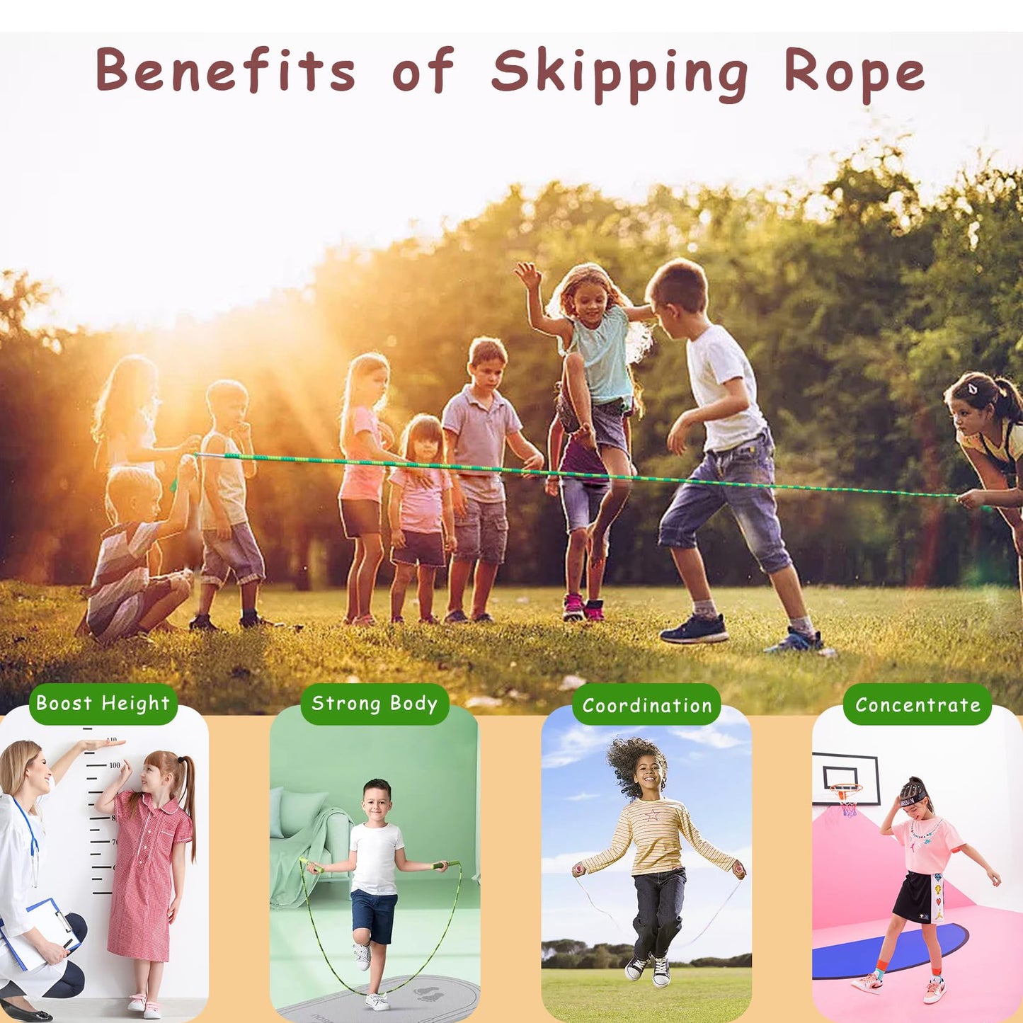 2 Pack Jump Rope for Kids Girls and Boys Adjustable Skipping Rope