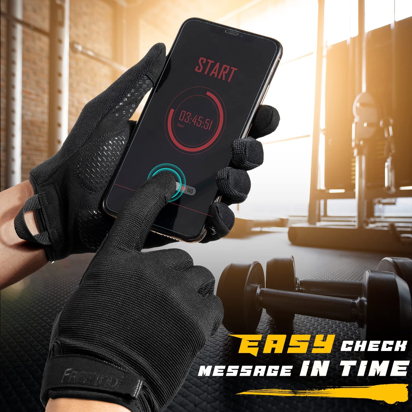 Full-Finger Workout Gloves for Men, [Excellent Grip] [Palm Protection] Padded Weightlifting Gloves Lightweight Gym Gloves Durable Training Gloves for Exercise Fitness (Touch Screen Friendly)