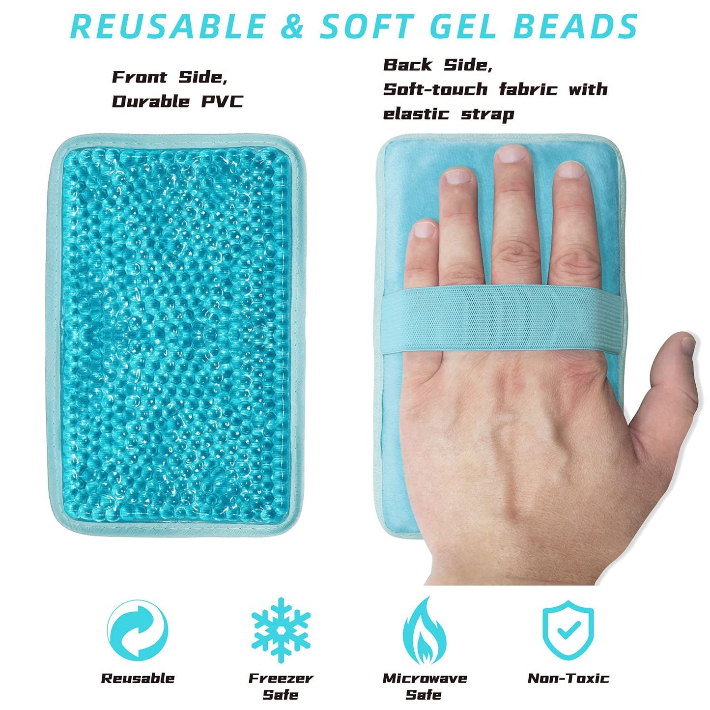 Gel Beads Ice Pack Ice Bag with Strap-1 Pack Reusable Hot & Cold Pack Compress