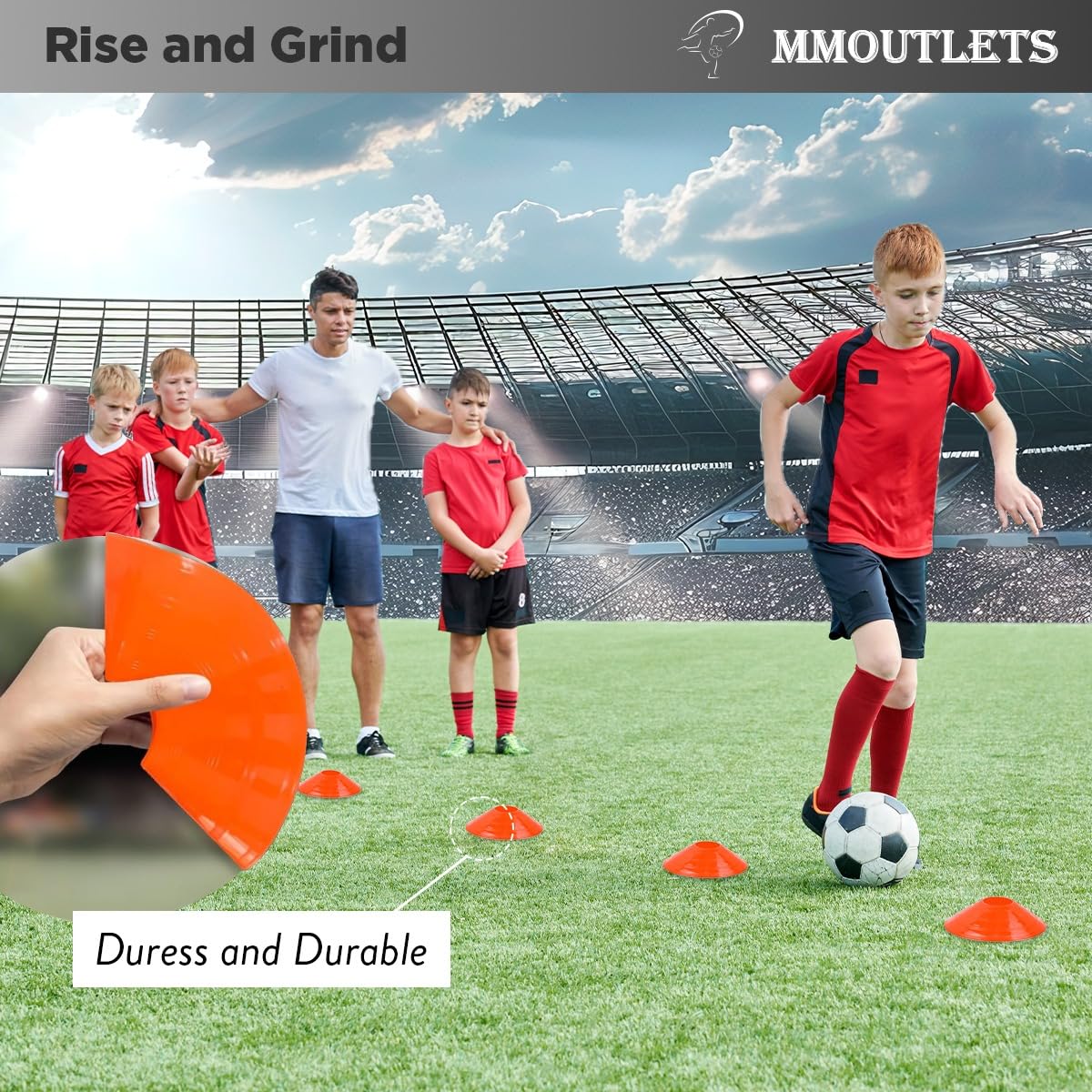 MMOutlets Soccer Cones for Training with Mesh Bag & Strap – Durable