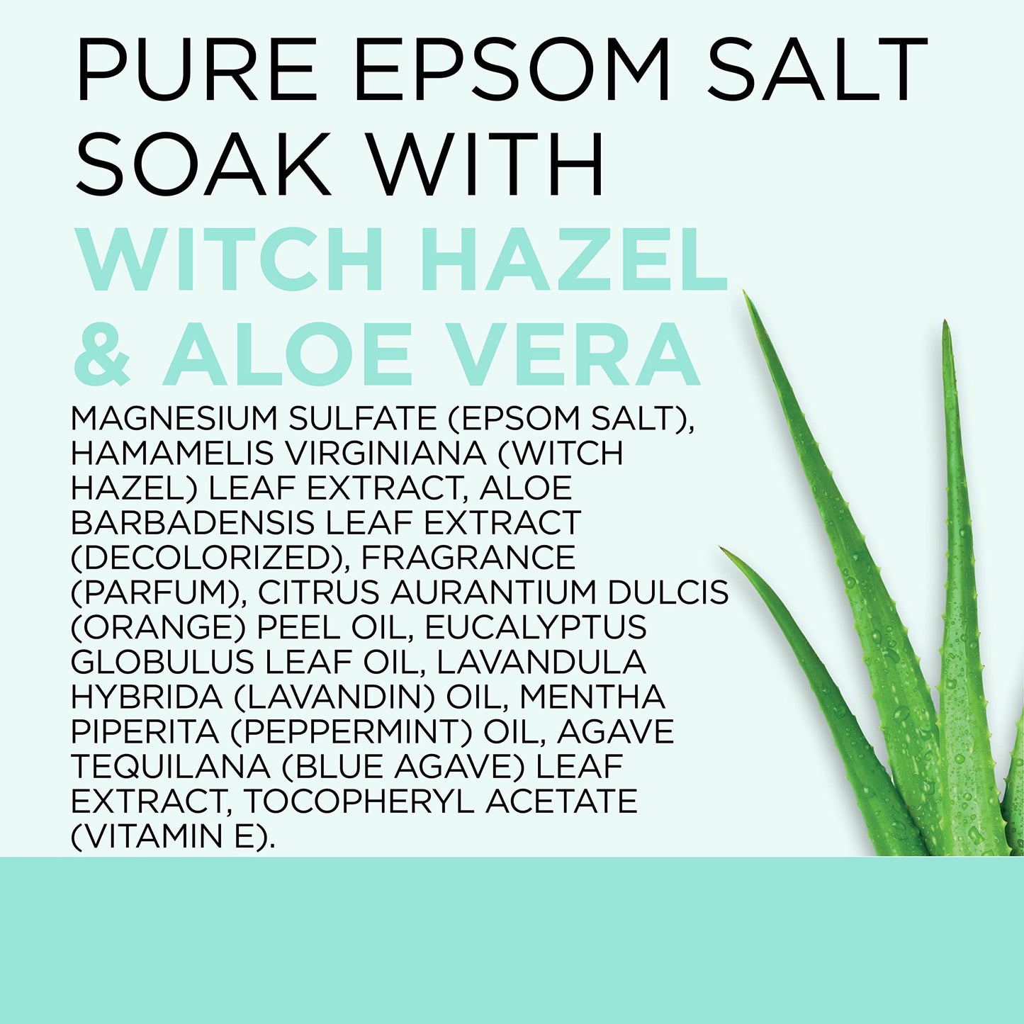 Pure Epsom Magnesium Salt Soak, Clarify & Smooth with Witch Hazel & Aloe Vera, 3 lbs