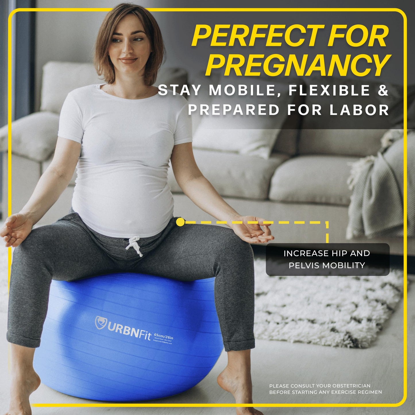 Yoga Ball in Multiple Sizes for Yoga, Pilates, Pregnancy, Stability - Anti-Burst Swiss