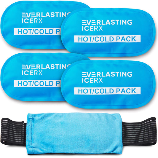 Reusable Hot and Cold Gel Ice Pack Wrap (4 Pack) for Injuries Adjustable