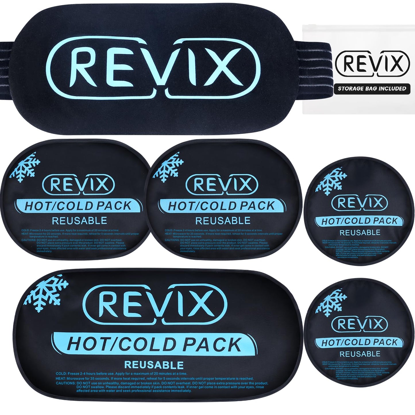 Ice Packs for Injuries Reusable, 5 Pack Hot and Cold Gel Ice Pack Set for Pain Relief