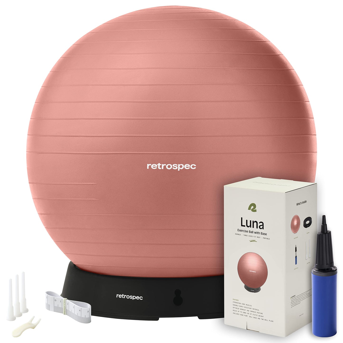 Luna Exercise Ball - 55, 65, or 75cm Yoga Ball for Workouts, Stability, Pregnancy