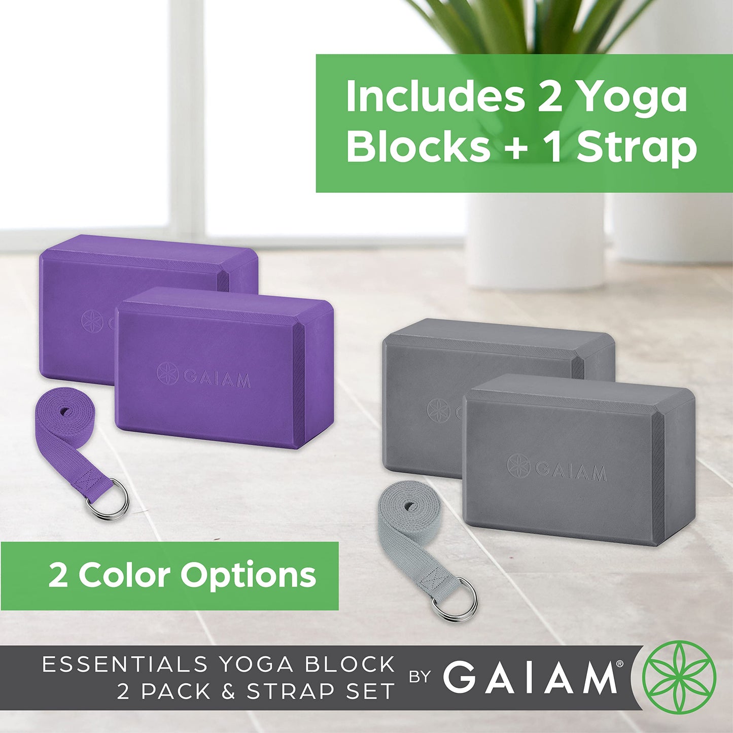 Yoga Block & Yoga Strap Combo Set - Yoga Block with Strap, Pilat