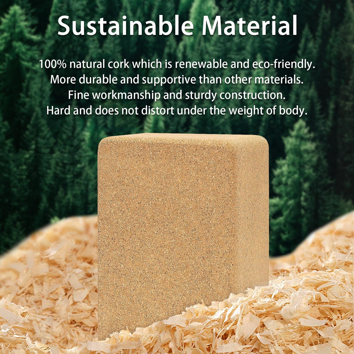 Cork Yoga Block, Natural Cork from Portuguese, Premium Brick 9"x6"x3"