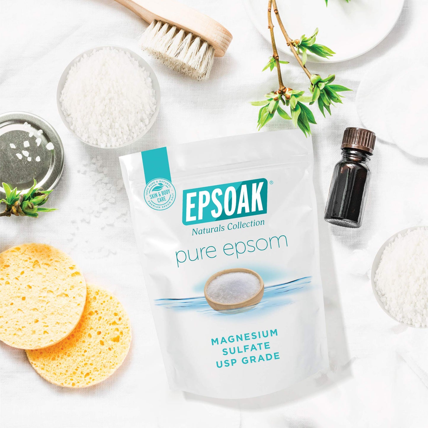 Epsoak Epsom Salt 10 lb. Magnesium Sulfate USP. (Qty. 2 x 5lb. Bags)