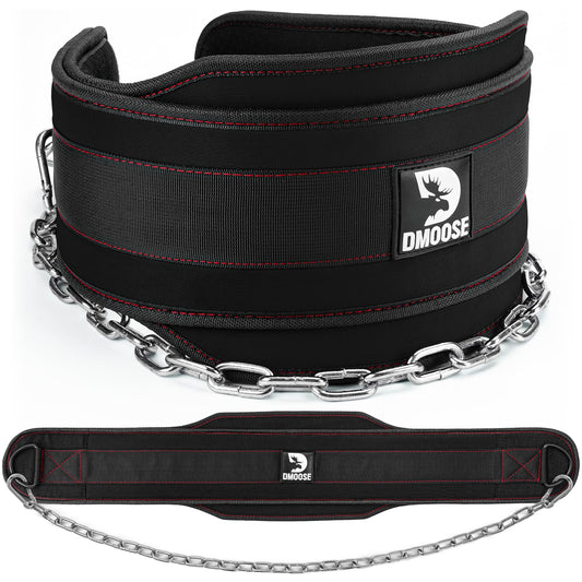 DMoose Fitness Dip Belt for Weight Lifting - Heavy Duty 36" Steel Chain Weight Belt