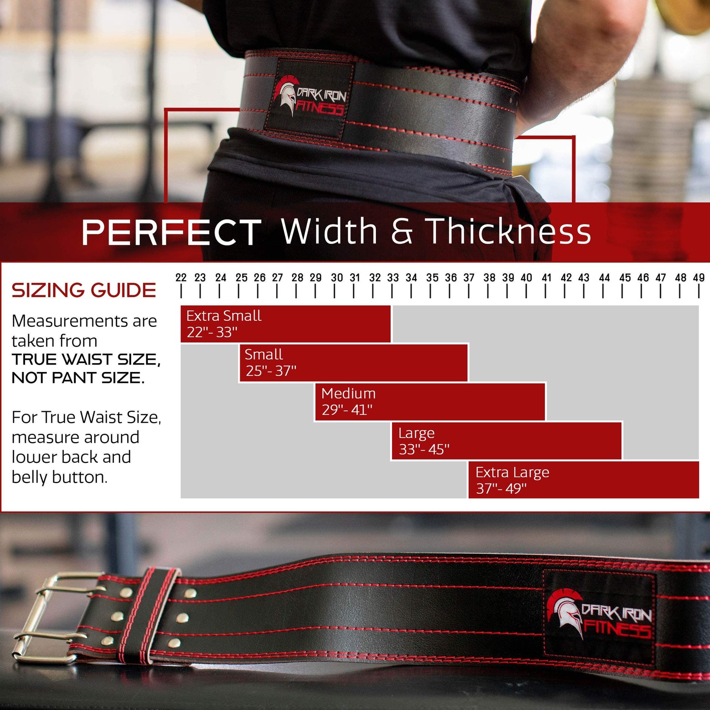 Dark Iron Fitness Weight Lifting Belt for Men & Women - 100% Leather Belts