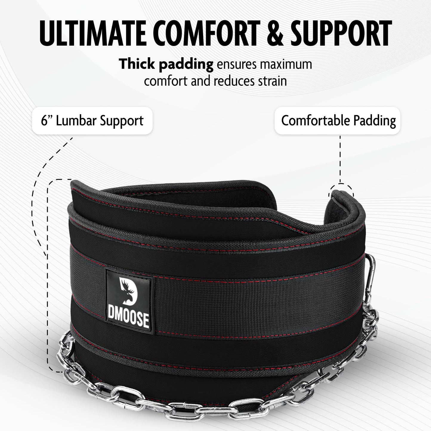 DMoose Fitness Dip Belt for Weight Lifting - Heavy Duty 36" Steel Chain Weight Belt