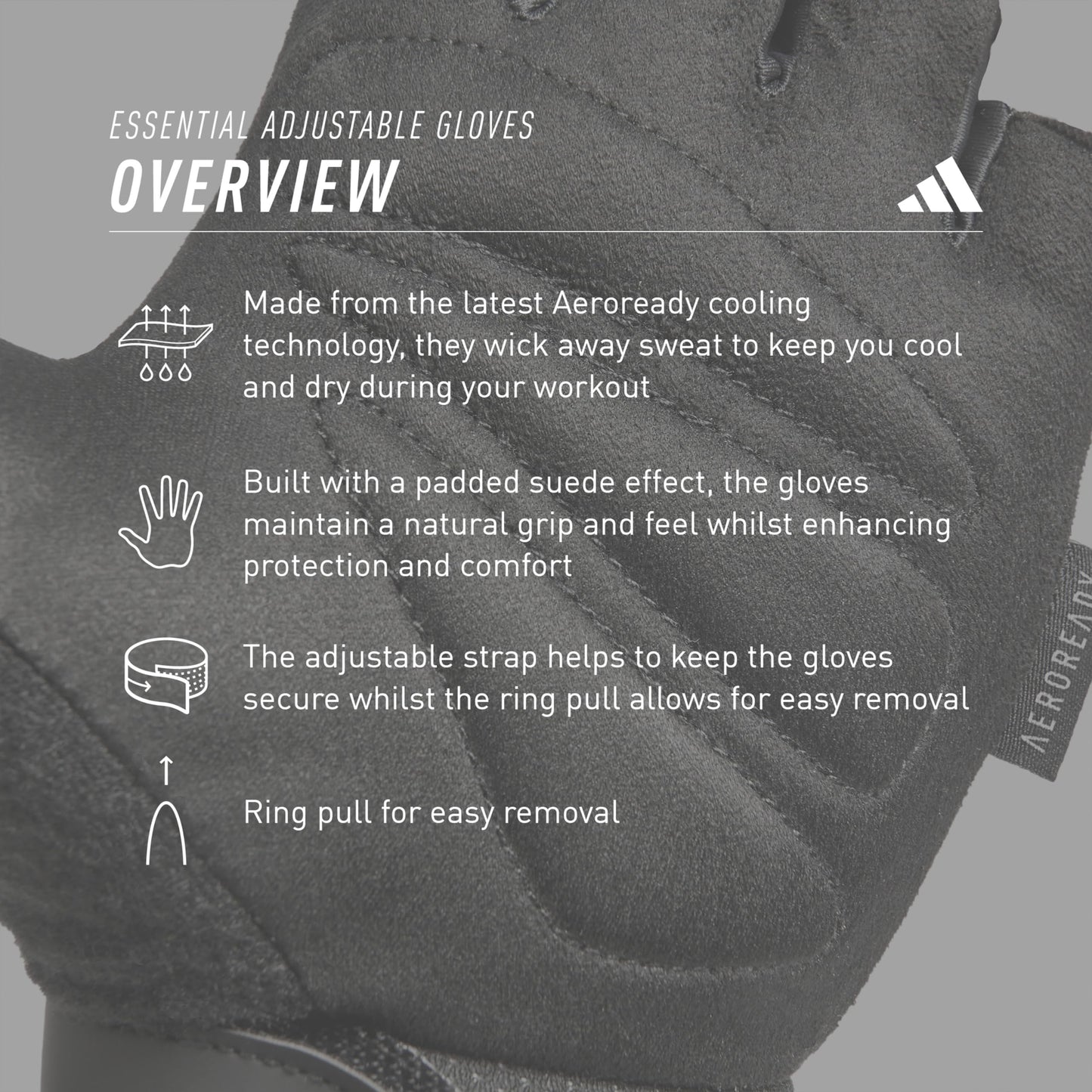 adidas Essential Adjustable Fingerless Gloves for Men and Women